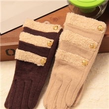 圣诞新年礼物！复古排纽扣羊羔绒加长羊毛手套分指五指羊绒手套女