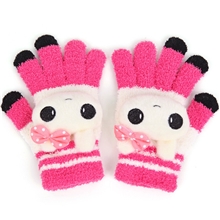 保暖触摸屏冬季保暖手套时尚女生可爱卡通五指控屏感应手套女批发