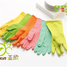双层花色敞口接袖防水保暖乳胶手套