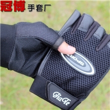 sport户外运动半指手套骑车皮革防滑手套机车街舞网布露指手套