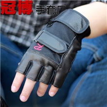 羊皮半指手套运动休闲露指手套战术R标皮手套