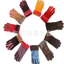 1Y-特价单层多色拼接摇粒绒手套时尚可爱毛绒抓绒保暖地摊手套