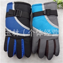 121382012冬季完美热销男士羽绒彩条大棉保暖手套批发