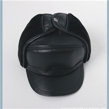 海宁皮革冬季男士真皮毛绒可翻边保暖帽子