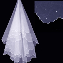 新娘结婚纱头纱头饰T01-1.5M米白色珍珠头纱批发厂家直销现货混批