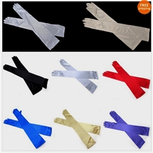 批发服饰手套S55多色晚装礼服情趣演出服加长过肘氨纶弹力缎手套