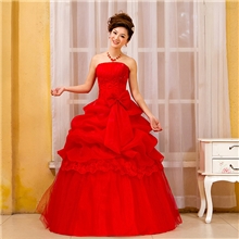 2013新款婚纱礼服优雅甜美公主齐地抹胸红色豪华婚纱苏州婚纱批发