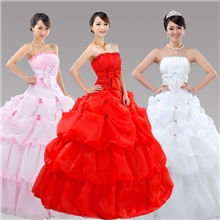 婚纱礼服新款2012韩版甜美公主婚纱齐地抹胸复古荷叶婚纱春款包邮