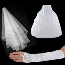 甜蜜约定婚纱~头纱手套裙撑三件套组合、超实惠、超漂亮DS-01