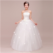 婚纱2013新款新娘结婚婚纱礼服甜美公主新娘婚纱水钻花朵婚纱抹胸