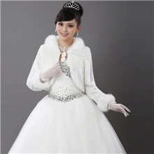 新娘婚纱礼服秋冬季长袖新款皮草白色毛婚纱外套红色薄款披肩批发