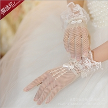 新娘婚纱手套蕾丝手套薄款韩式批发蝴蝶结手套结婚配饰长款白色