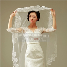 新娘结婚头纱韩式新长款拖尾3米蕾丝头纱范冰冰电脑花边头纱批发