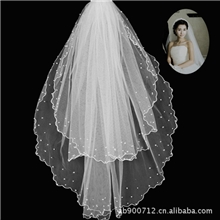 两层珍珠头纱造型头纱新娘头纱婚纱配饰ts30