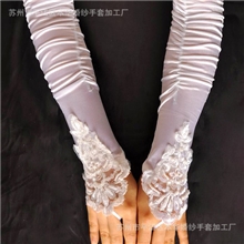厂家批发新娘婚纱手套礼仪手套演出配饰花片手套大量供应