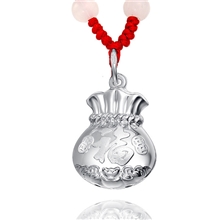 999足银饰品纯银饰品纯银项链福袋钱袋吊坠银配件批发