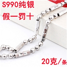 热销s999纯银项链男士六角车花链子纯银链特价项饰纯银饰品