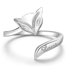 天猫热销925银戒指韩版时尚开口可调女均码戒指火狐狸戒指