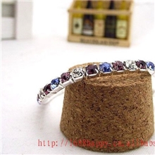 饰品厂家直销单排满钻手环【韩版镶钻软手链】多色水晶手链