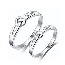 A024925纯银镀白金戒指情侣戒指永结同心情侣对戒可刻字