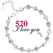 520表白手链韩版韩国欧美饰品批发复古首饰时尚天然水晶银饰