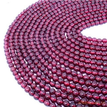 天然酒红石榴石半成品散珠批发3.5~6MM40厘米长
