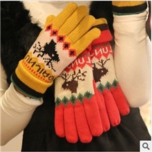 冬季新品可爱小鹿双层加厚保暖加长五指分指情侣手套骑行手套