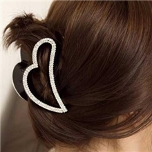 韩国抓夹气质款简约爱心桃心形发夹水钻满钻发抓抓夹