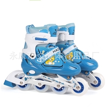 厂家直销可调节儿童溜冰鞋直排轮滑鞋旱冰鞋批发PVC单闪单鞋