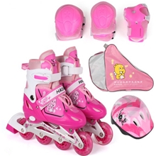 溜冰鞋儿童套装可调节大小PU全闪套装