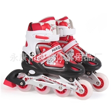 溜冰鞋儿童套装可调节大小PVC全闪套装