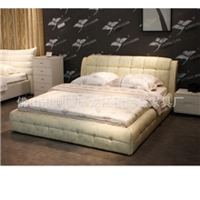 供应烤漆白色真皮软床优质皮床软家具风格真皮床