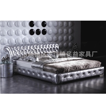 供应欧式黑色双人真皮大床中欧卧室家具软体