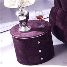 批发时尚三抽紫色圆床头柜上海包送货软床配套圆形床头柜