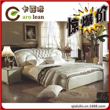 供应欧式实木床架太子真皮床卧室双人床高档奢华D513厂家直销