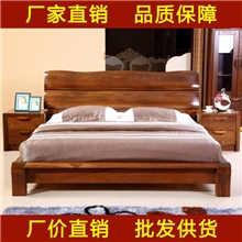 厂家正品榆木床实木床双人床1.8米特价卧室家具实木套房-883