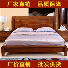 厂家正品榆木床实木床双人床1.8米特价卧室家具实木套房-021