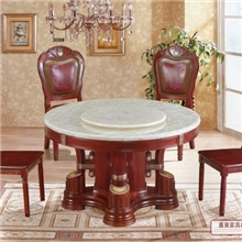 A23天然白冰花大理石餐桌1.3米圆餐桌天然玉石餐桌