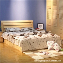 松木床|双人松木床|实木松木床批发|田园实木床|高箱带储物空间