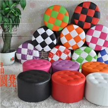 专业定制销售方格小圆凳子换鞋凳脚凳小凳子小皮凳26CM