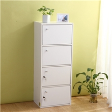 【伙拼】板式四层门柜带锁收纳储物书柜宜家自由组合小柜子拼装