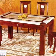 【新品特惠】实木抽屉台架长方形大理石餐桌/餐桌/酒店餐桌