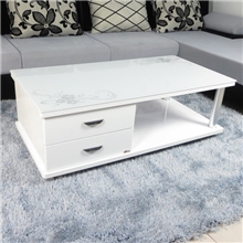 一件代发宜家简约带双抽屉亮光烤漆茶几板式客厅100*50cm