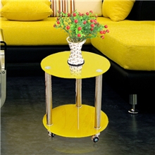 钢化玻璃小茶几时尚简约现代小桌子不锈钢茶几圆形移动茶几边几