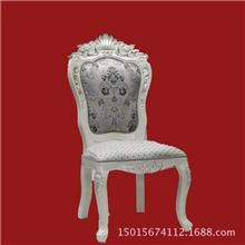 C9105欧式餐椅田园休闲椅现代简约实木布艺象牙白色梳妆椅子