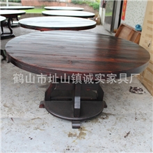 厂家供应高当次酒店家具三层圆餐桌碳化炭烧木家具