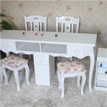 1.5米美甲桌厂家白色美甲桌双人位美甲桌弯脚美甲桌