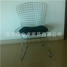 铁艺椅有座垫的五金餐椅电镀喷涂金属丝铁线椅