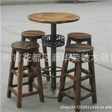 厂家直销碳化木酒吧桌台实木酒吧桌椅吧台椅酒吧凳