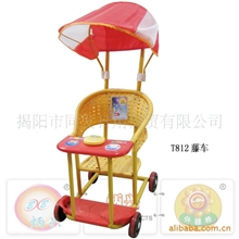 童车藤车婴儿手推车外婆桥812带雨篷音乐推车儿童车藤推